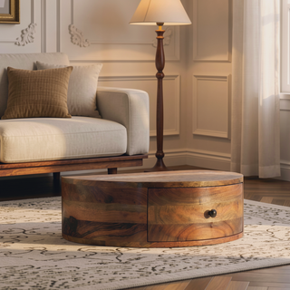 Sunvega Solid Mango Wood Wall Mounted Bedside with Rounded Edges