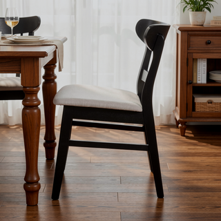 Sunvega Mid-Century Modern Upholstered Dining Chairs with Rubberwood Legs Set of 2