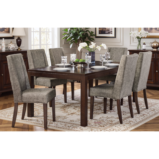 Sunvega Dark Brown Finish White Oak Veneer Dining Table with Extension Leaf