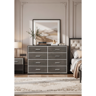 Sunvega 8 Drawer Gray Oak Finish Dresser with Undermount Glide System