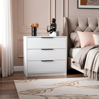 Sunvega White 3-Drawer Rectangle Dresser with Sleek Compact Storage and Versatile Design