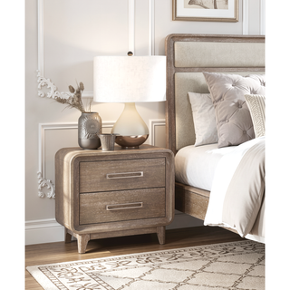 Sunvega Modern Nightstand with 2 Storage Drawers Natural Finish Wooden Bedroom Furniture