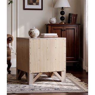 Sunvega Elegant Silver Champagne Nightstand with Three Spacious Drawers and Curved Fronts