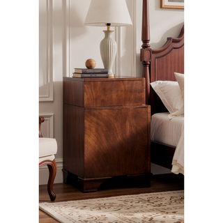 Sunvega Cappuccino Nightstand with Curved Drawer Fronts and Real Wood Veneers
