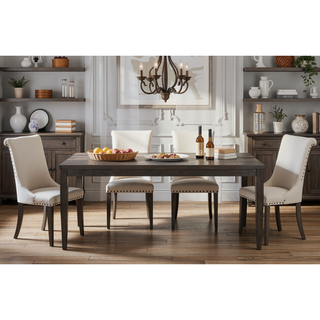 Sunvega Modern Dark Walnut Dining Table with Wegner Legs Engineered Wood