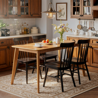 Sunvega Natural Oak Finish Casual Look Dining Table for 6 Kitchen Furniture