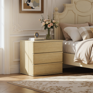 Sunvega Modern Nightstand with 3 Drawers and Minimalist Silhouette for Bedroom Use