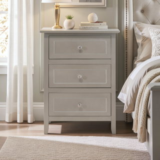 Sunvega Transitional Oak Nightstand With Three Drawers For Bedroom