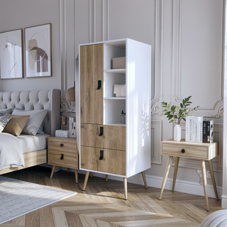 Sunvega Modern Tall Dresser with Two Drawers and Ample Door Storage