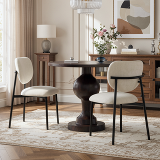 Sunvega Modern Upholstered Dining Chairs with Black Metal Legs Set of 2
