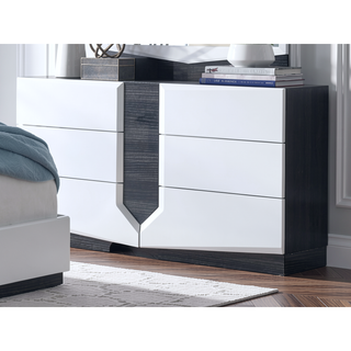 Sunvega Zebrano Accent Contemporary High Gloss White Nightstand