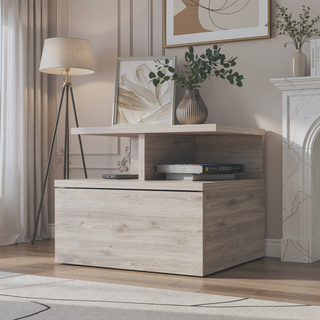 Sunvega Floating Nightstand with 2-Tier Shelf and Spacious Drawer for Easy Storage