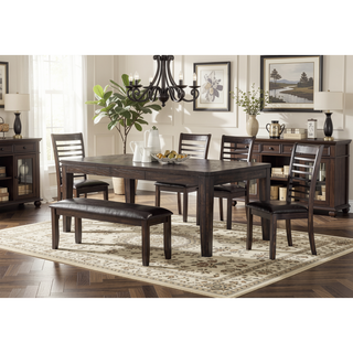 Sunvega Antique Charcoal Dining Table with Expandable Leaf for Eight Guests