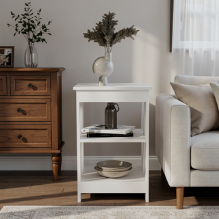 Sunvega 3-Tier Side Table with Open Shelves for Living Room and Bedroom