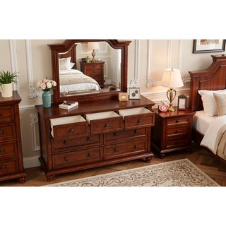 Sunvega Gray Modern Nightstand with Full Extension Drawers and Felt-Lined Top