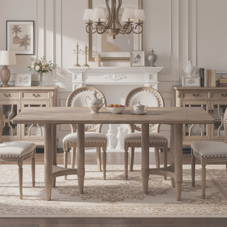 Sunvega Counter Height Dining Table with Double Pedestal Base in Sand Finish