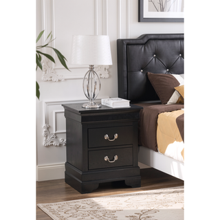 Sunvega Elegant Black Nightstand With Two Drawers And Durable Solid Frame