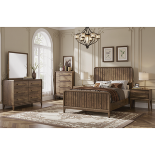 Sunvega Latte Elm Veneer Six Drawer Dresser with Cedar Lined Bottom