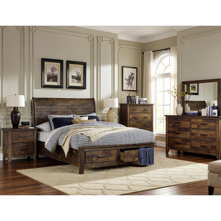 Sunvega Solid Rubberwood Nightstand with Burnished Brown Finish and 2 Dovetail Drawers