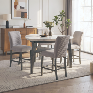 Sunvega Jasmine Grey Upholstered Bar Bench with Contemporary Tapered Legs