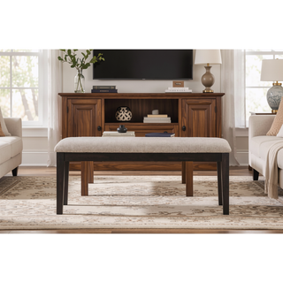 Sunvega Solid Wood Upholstered Bench with Memory Foam Topper for Hallway or Bedroom