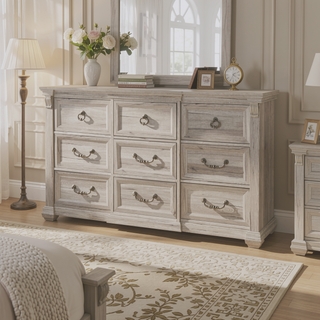 Sunvega Contemporary Dresser with Spacious Drawers and Geometric Design Legs