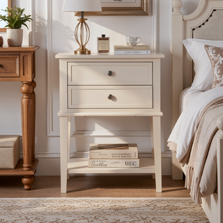 Sunvega Elegant Contemporary Nightstand with Open Shelf for Compact Storage