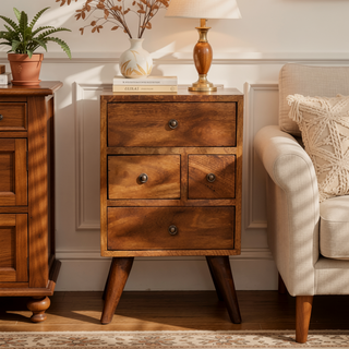 Sunvega Timeless Elegance Multi Drawer Chestnut Brown Bedside Table