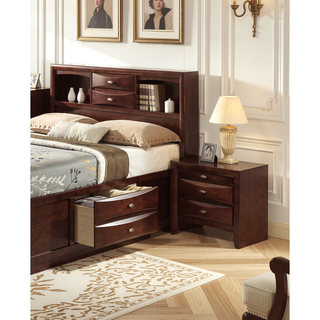 Sunvega Cherry Solid Wood Contemporary Nightstand with 2-Drawers and Nickel Knob Pulls