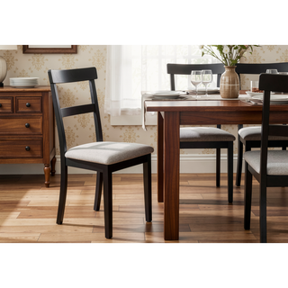 Sunvega Weathered Gray Finish Wood Grain 6pc Dining Set with Padded Seats