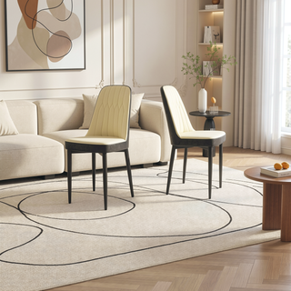 Sunvega Modern PU Leather Dining Chairs with Thick Soft Cushions and Black Metal Legs