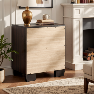 Sunvega Washed Taupe 2-Drawer Rectangular Nightstand with Sturdy Wooden Frame