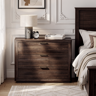 Sunvega Modern Charcoal Gray Nightstand with 3 Full Extension Drawers