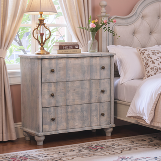 Sunvega Acid Wash Solid Mango Wood Chest with Soft Curved Legs