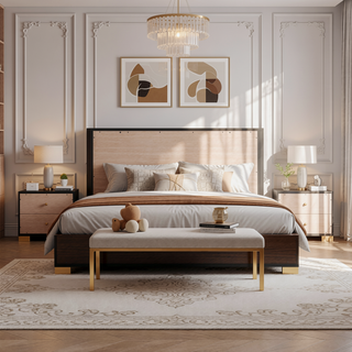 Sunvega Sleek Modern Six-Drawer Dresser with Gold Accents for Contemporary Bedroom