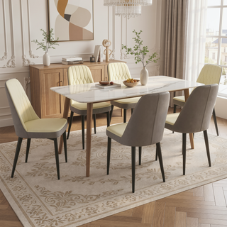 Sunvega Modern PU Leather Dining Chairs with Thick Soft Cushions and Black Metal Legs