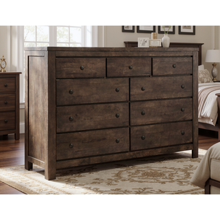 Sunvega Farmhouse Style Brown 9-Drawer Dresser with Wall Anchor Safety Hardware