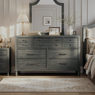 Sunvega Gray Finish Nightstand with Dovetail Drawers for Bedroom Furniture