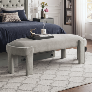 Sunvega Green Velvet Upholstered Bench with Foam Cushioned Seat and Durable Plywood Frame