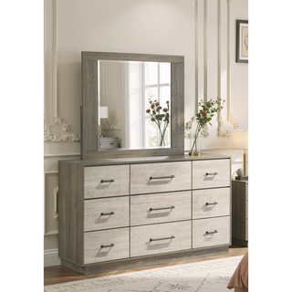 Sunvega Modern Two-Tone Wood Dresser with Nine Spacious Drawers and Top Dividers