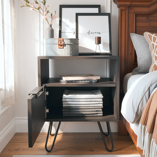 Sunvega Velvet Coffee Table with One Open Shelf and Single Door Cabinet