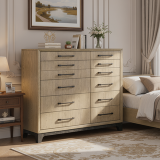 Sunvega Caramel Brown Chest with Black Base and 10 Spacious Drawers for Storage