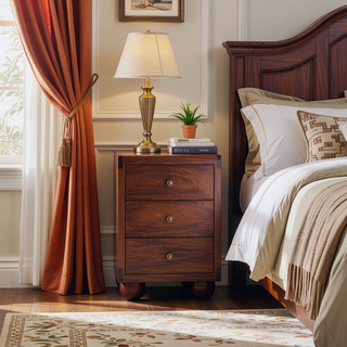 Sunvega Solid Mango Wood Chest with Mid-Century Charm and Winewood Oak Finish