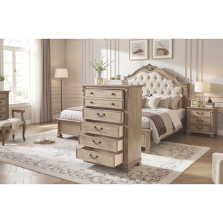Sunvega Antique Silver Traditional Style 5-Drawer Chest for Bedroom Storage Furniture