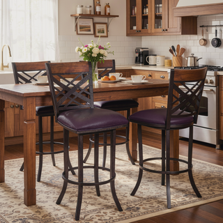 Sunvega Mivara 30 inch Barstool with Brown PU Upholstery and Stainless Steel Base