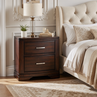 Sunvega White Finish Sleek Design Nightstand with Two Storage Drawers Transitional Style