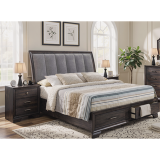 Sunvega Dark Gray Finish 3 Drawers Nightstand with Smooth Metal Glides