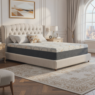Sunvega 12" Copper Gel Cooling Memory Foam Mattress with Edge Support and Air Grid Base