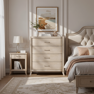 Sunvega Transitional Natural Oak Chest with Dovetail Drawers and Acrylic Handles