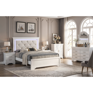 Sunvega Luxury White Chest of Drawers with Five Spacious Drawers and Accent Handles